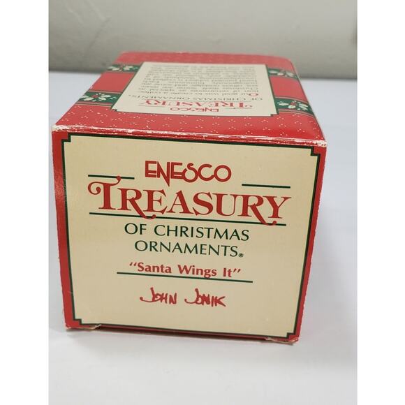 Vintage Enesco Treasury Of Christmas Ornaments "Santa Wings It", 1991 - Picture 6 of 7